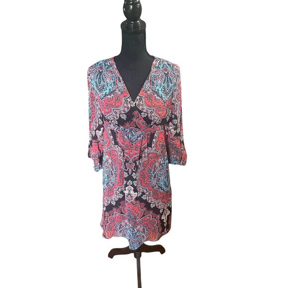 INC International Concepts Slit-Sleeve Geometric Dress – Multicolor, Size M - Picture 1 of 7